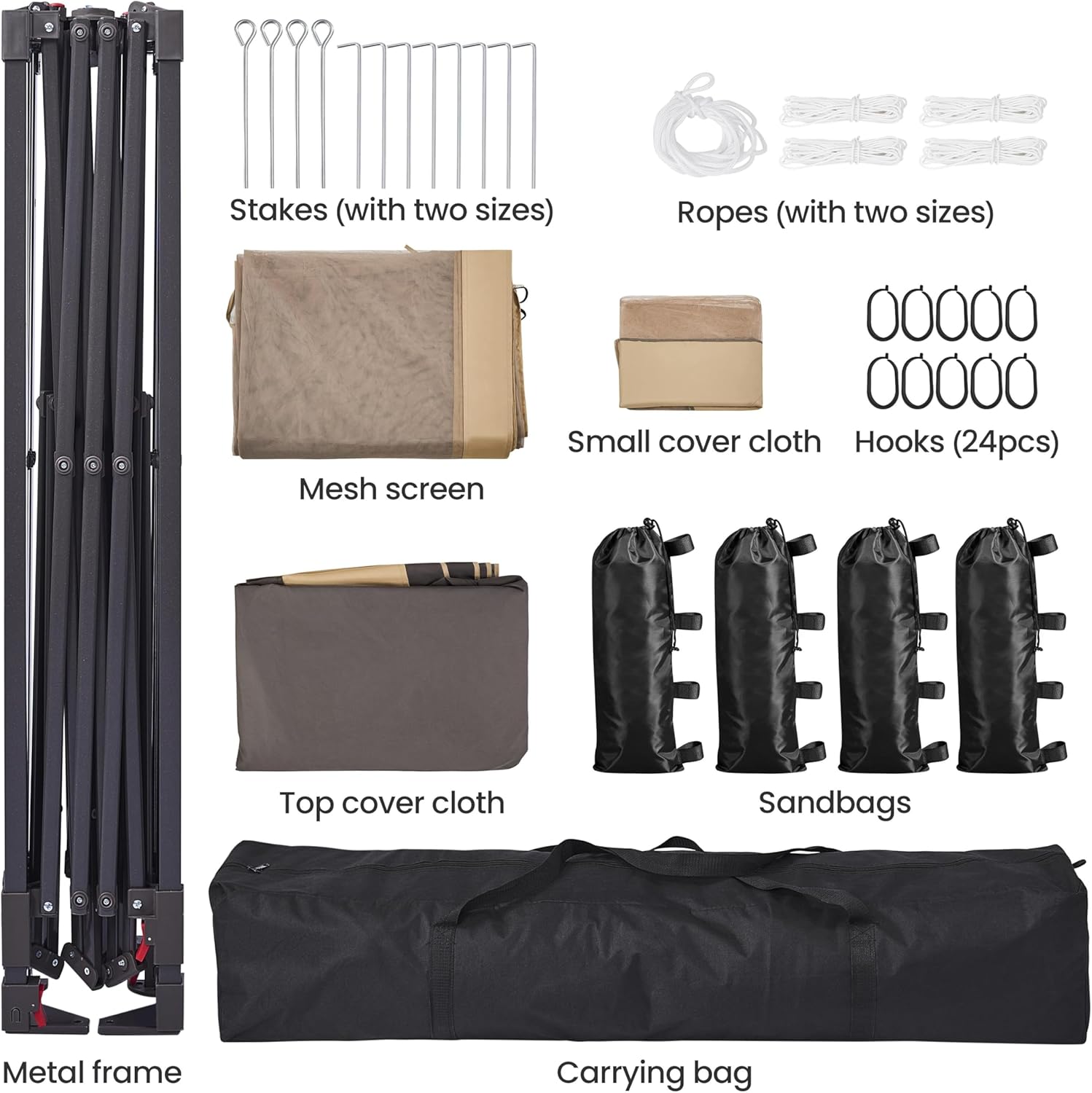 Yaheetech 11x11 Pop Up Gazebo Outdoor Canopy Shelter, Instant Patio Gazebo Sun Shade Canopy Tent with 4 Sandbags, 2 Tiers Roof & Mesh Netting for Lawn, Garden, Backyard & Deck, Brown